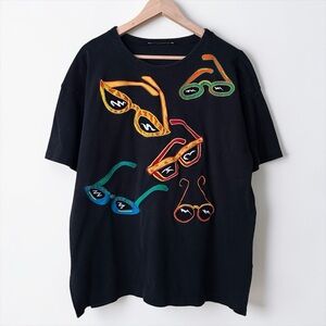 Vintage Single Stitch Beaded & Embroidered Graphic Sunglasses T-shirt